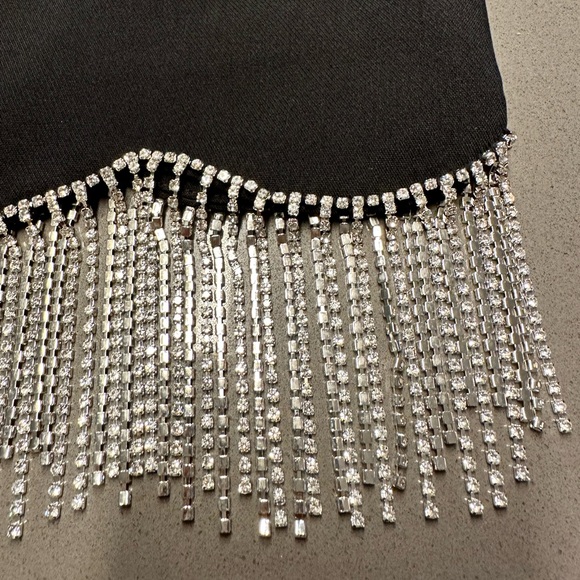 Rhinestone Fringe Point Collar Long Sleeve Coordinating Jacket & Crepe Skirt - Picture 5 of 13